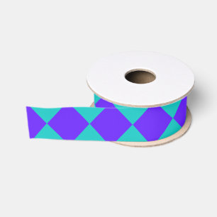 Paars Turquoise Geruit Diamant Patroon Grosgrain Lint