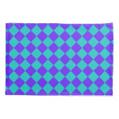 Paars Turquoise Geruit Diamant Patroon Kussensloop (Achterkant-Links)