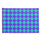 Paars Turquoise Geruit Diamant Patroon Kussensloop (Achterkant-Rechts)