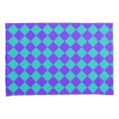Paars Turquoise Geruit Diamant Patroon Kussensloop (Voorkant-Rechts)