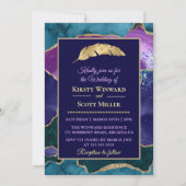 Paars Turquoise Goud Glitter Agate Trouwfeest Kaart (Voorkant)