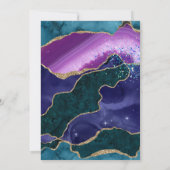 Paars Turquoise Goud Glitter Agate Trouwfeest Kaart (Achterkant)