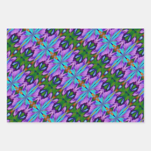 Paars Turquoise Green Abstract Design Inpakpapier Vel (Voorkant)