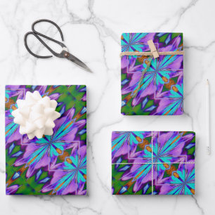Paars Turquoise Green Abstract Design Inpakpapier Vel
