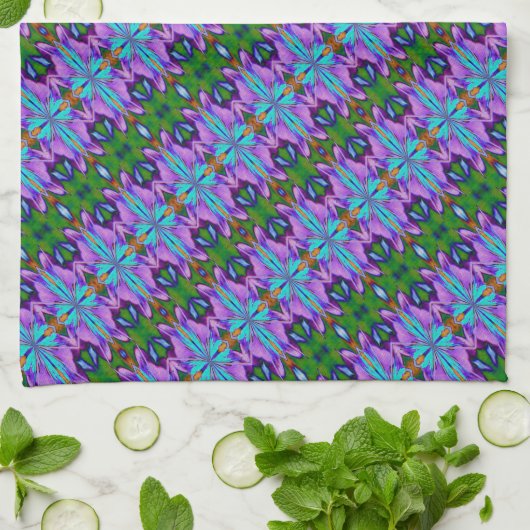 Paars Turquoise Green Abstract Design Theedoek (Gevouwen)