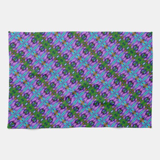 Paars Turquoise Green Abstract Design Theedoek (Horizontaal)