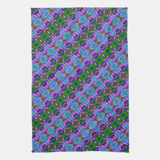 Paars Turquoise Green Abstract Design Theedoek (Verticaal)