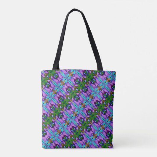 Paars Turquoise Green Abstract Design Tote Bag (Achterkant)