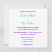 Paars Turquoise  Lijst huwelijksuitnodiging Kaart (Achterkant)