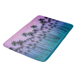 Paars-turquoise Palmbomen Badmat