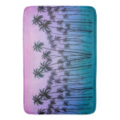 Paars-turquoise Palmbomen Badmat (Voorkant Verticaal)