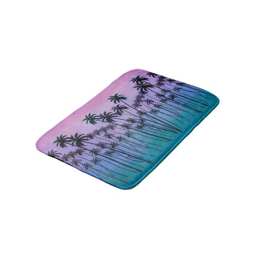 Paars-turquoise Palmbomen Badmat (Gekanteld)