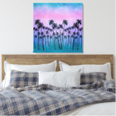 Paars-turquoise Palmbomen Canvas Afdruk (Insitu (Slaapkamer))