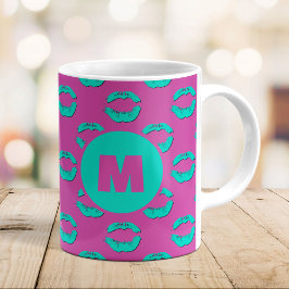 Paars & Turquoise XOXO Zoenende Lippen Persoonlijk Koffiemok