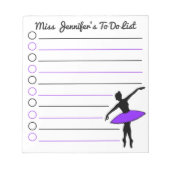 Paars Tutu Ballerina Ballet Dance Teacher Gift Notitieblok (Voorkant)