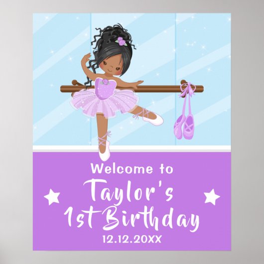 Paars Tutu Welkomstteken van de Afrikaanse Amerika Poster (Voorkant)