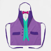 Paars Tuxedo Red Stropdas en Blauwgroen Vest Schort (Voorkant)