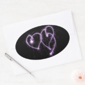 Paars-twee-Sparkler Hearts Ovale Sticker (Envelop)
