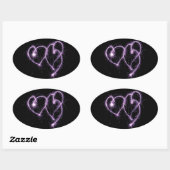 Paars-twee-Sparkler Hearts Ovale Sticker (Vel)