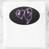 Paars-twee-Sparkler Hearts Ovale Sticker (Tas)