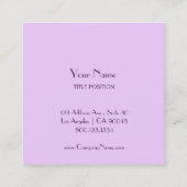 Paars twee zonder tong vierkante visitekaartje (Achterkant)