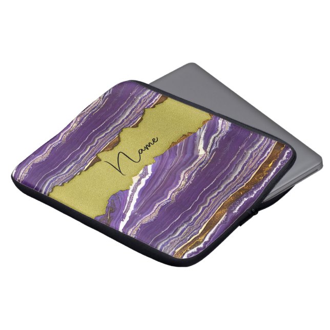 Paars uitgeblazen design met Faux Gold Laptop Sleeve (Voorkant top)