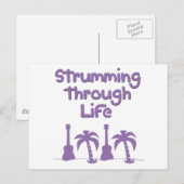 Paars Ukulele hawaiin tropisch surf Briefkaart (Voorkant / Achterkant)