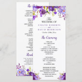 Paars Ultra Violet Bloem Bruiloftsprogramma Programmakaart (Voorkant / Achterkant)