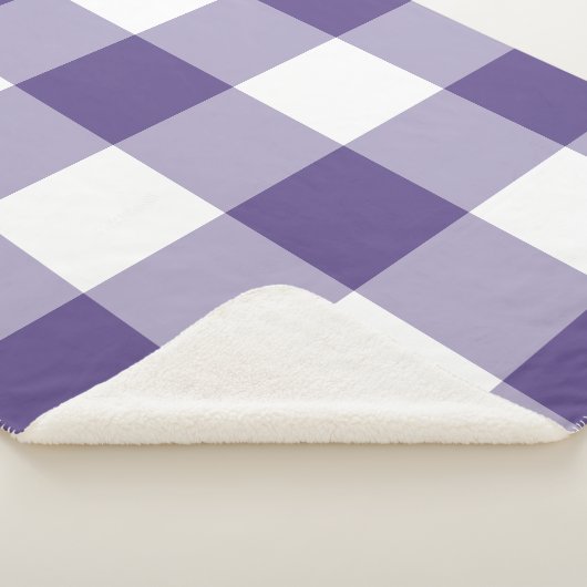 Paars Ultra Violet Gingham Patroon Sherpa Deken (3/4)