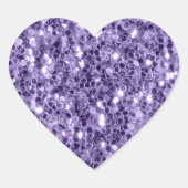 Paars ultraviolette glinsterende glitter hart sticker (Voorkant)