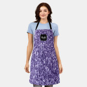 Paars ultraviolette glinsterende glitter monogram schort (Gedragen)