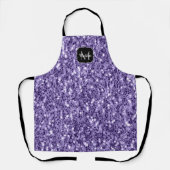 Paars ultraviolette glinsterende glitter monogram schort (Voorkant)