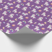 Paars Unicorn Pattern Cadeaupapier (Hoek)