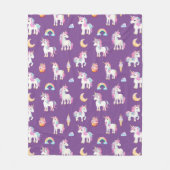 Paars Unicorn Pattern Fleece Deken (Voorkant)