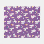 Paars Unicorn Pattern Fleece Deken (Voorkant (Horizontaal))