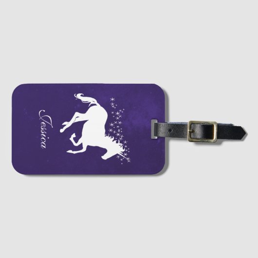 Paars Unicorn Persoonlijk Bagagelabel (Voorkant (horizontaal))