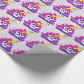 Paars Unicorn Poop Emoji Wrapping Paper Cadeaupapier (Hoek)