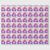 Paars Unicorn Poop Emoji Wrapping Paper Cadeaupapier (Vlak)