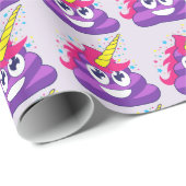 Paars Unicorn Poop Emoji Wrapping Paper Cadeaupapier (Rol Hoek)