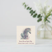 Paars Unicorn Square Visitekaartje (Staand voorkant)