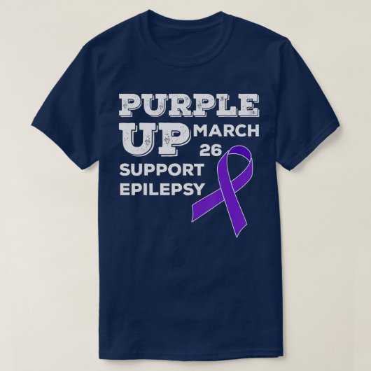 Paars-UP 26 maart ondersteuning Epilepsy Awareness T-shirt (Design voorkant)