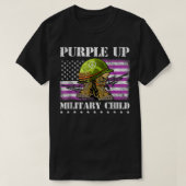 Paars-up Militaire Amerikaanse Vlagboekjes Maand T-shirt (Design voorkant)