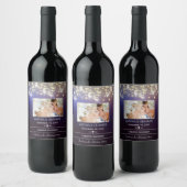 Paars uw foto Datum Namen Weddenschap Wijnlabel Wijn Etiket (Flessen)