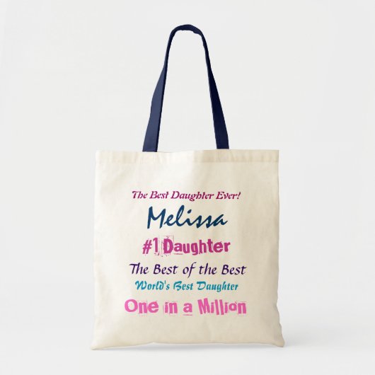 Paars van de Dochter van de wereld de Beste Blauwe Tote Bag (Voorkant)