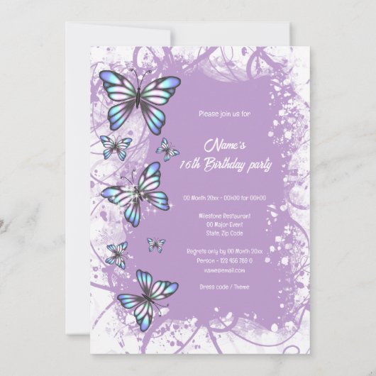 Paars van de vlindermakerij kaart (Achterkant)