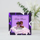 Paars van het Afrikaanse Amerikaanse Baby shower Kaart (Staand voorkant)