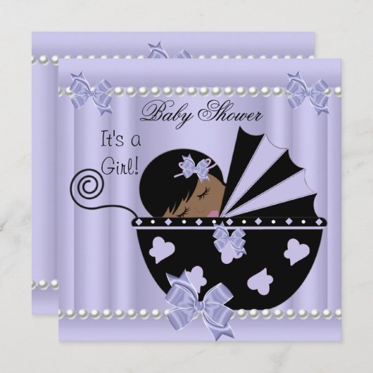 Paars van het Afrikaanse Amerikaanse Baby shower Kaart (Voorkant / Achterkant)