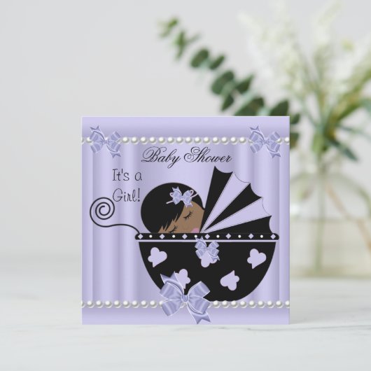 Paars van het Afrikaanse Amerikaanse Baby shower Kaart (Staand voorkant)