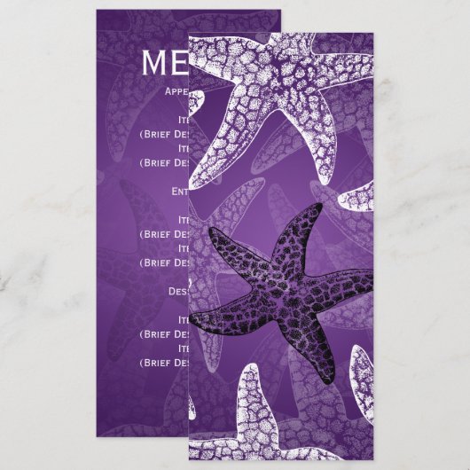 Paars van het Beach Wedding Menu Starfish (Voorkant / Achterkant)