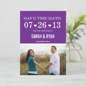 Paars van het hart Bewaar de datum Foto-uitnodigin Save The Date (Staand voorkant)